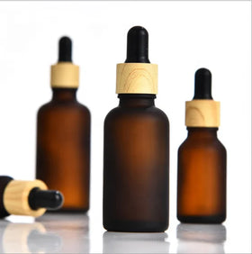 20ml Matt Amber Frosted Glass Essential Oil Bottle with Glass Dropper Box Packing Minimum Order 100pcs