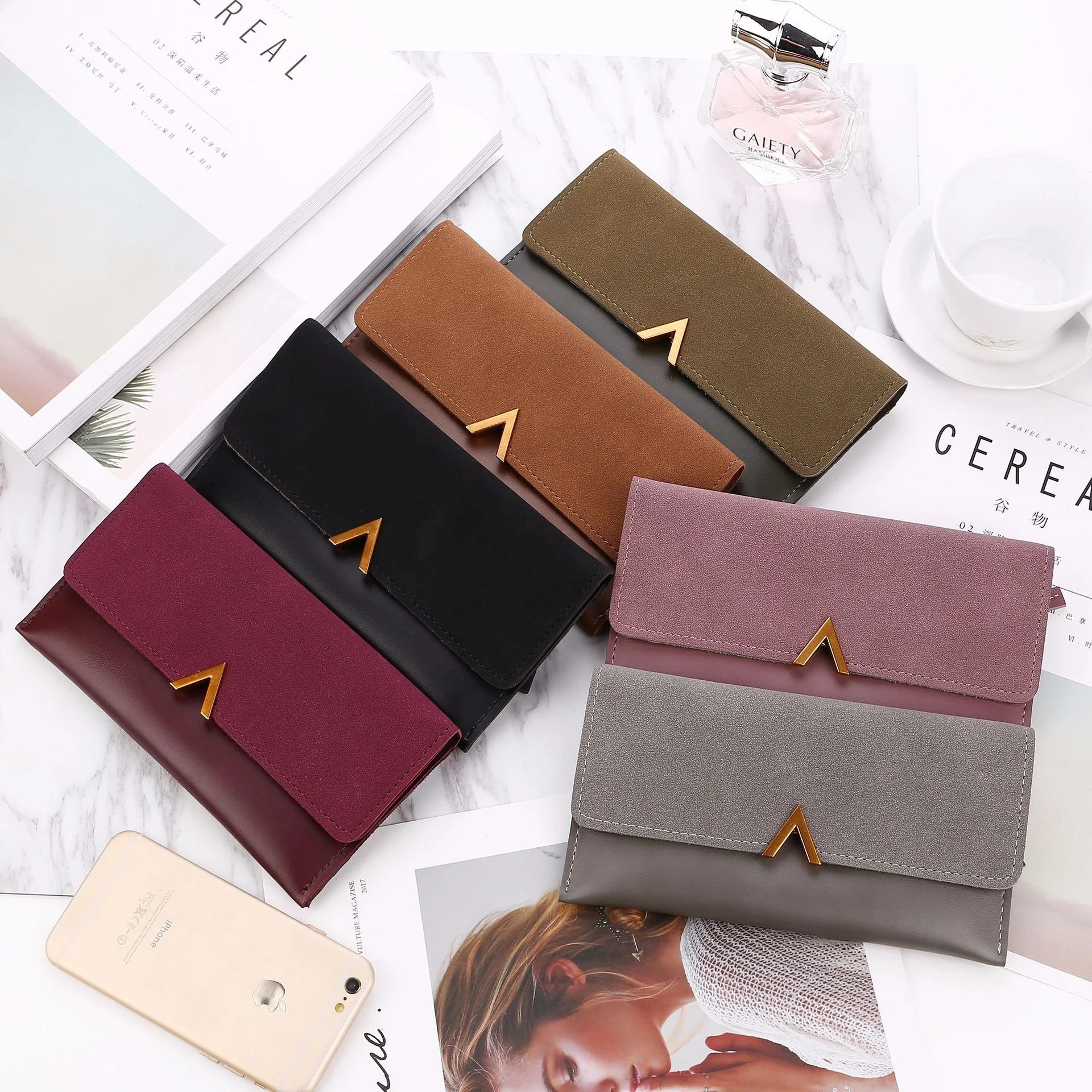 2024 Fashionable Best Selling Vintage Female Money Purse Pu Leather Clutch Card Holder Wallet Business Card Wallet for Women