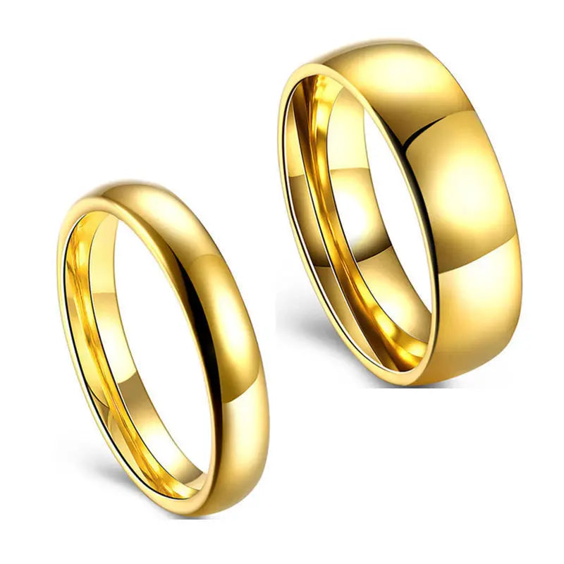 MECYLIFE 18k Gold Plated Stainless Steel Plain Couple Ring Men and Women Stackable Rings Finger Statement Ring Women