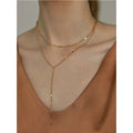 2022 New Double Layered Y Chain Choker Necklace Stainless Steel Shiny Water Wave Chain Necklaces Women Plain Minimalist Jewelry