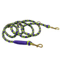 3 in 1 Customizable Polyester Dog Leash Adjustable Paracord Walking Collar with Brass Snap Hands-Free and Personalized