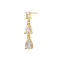 ZUOLA Elegant Water Drop Geometric Zircon Three Layer Pendant Stud Earrings 18K Gold Plated Eco-friendly Brass Earring for Women