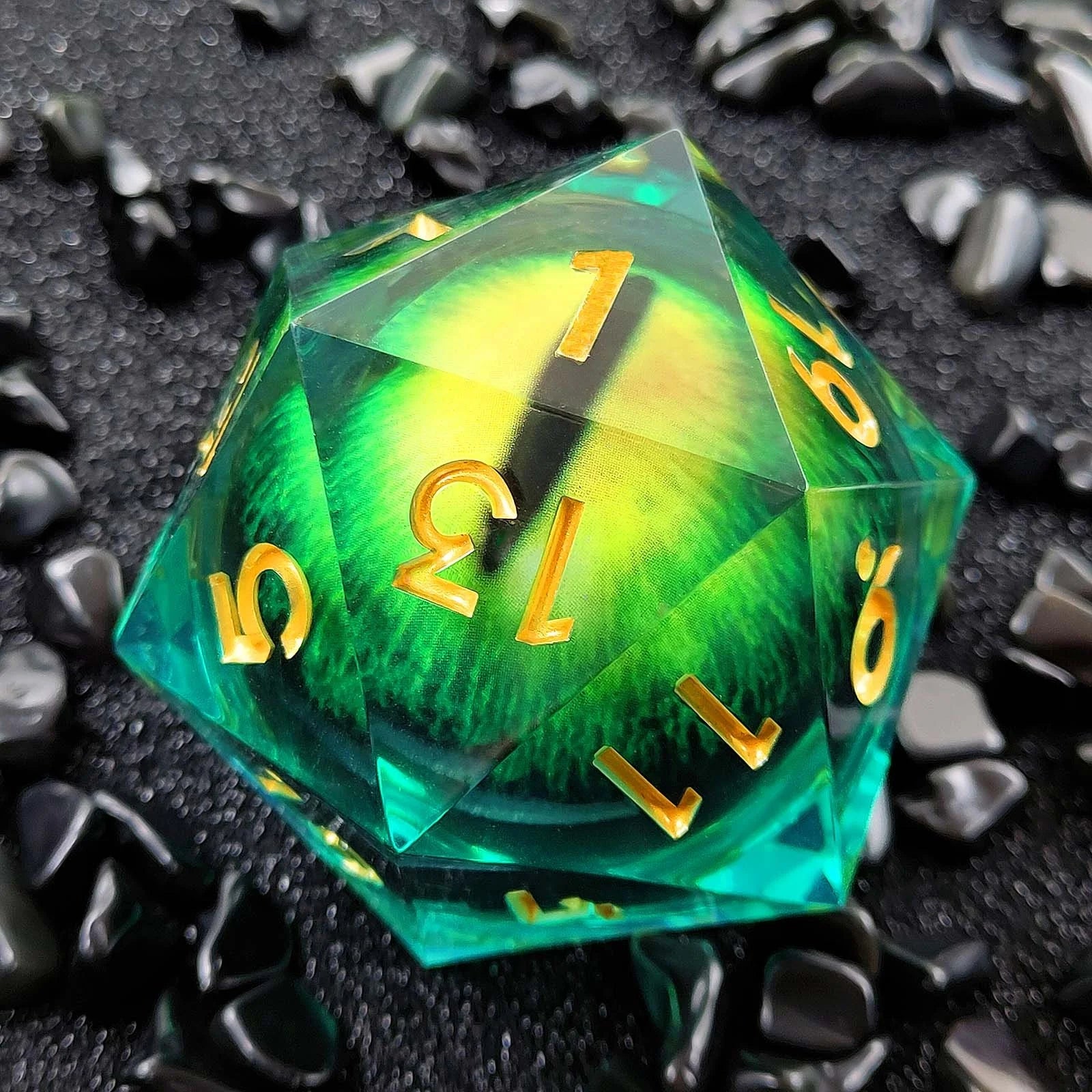 Extra Large Handcrafted 20 Sided Floating Dice 55mm Moving Dragon Eye D20 Resin Dice for Dungeons and Dragons