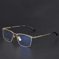 Ultra-Light Half-Frame Titanium Eyeglass Frame with Elastic Legs Blue Light Prevention for Business Square Eyeglasses