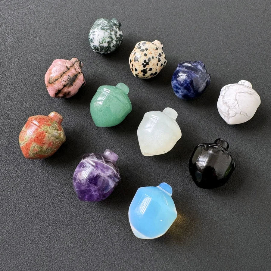 Wholesale Healing Crystal Quartz Stone Hazelnut Natural Gem Stone Pine Nuts Carved Fruit Crafts