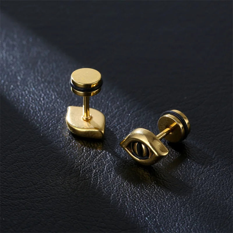 Personalized Hip-hop Punk Gothic Retro Stainless Steel Evil Eye Nazar Stud Earrings