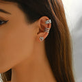 In Stock Korean Style Copper Zircon Party Silver Color Simple Irregular Wide Face Clip-On Earrings Women Trendy Jewelry