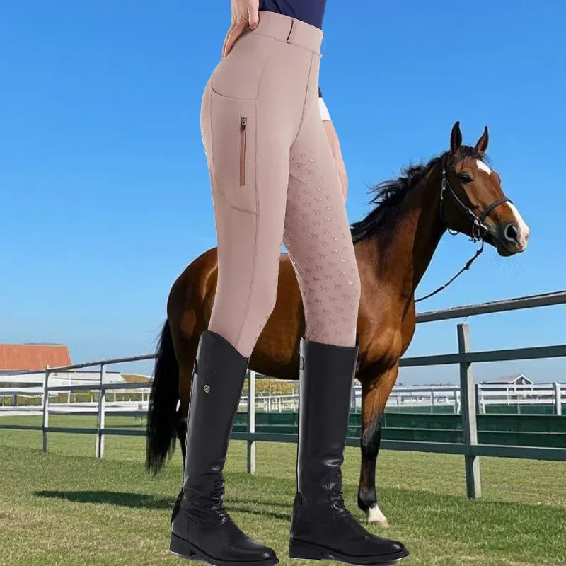 Women's Durable Anti-Slip Polyester Spandex Jodhpur Leggings Quick-Drying Equestrian Sports Pants/Tights Horse Riding 100% QC
