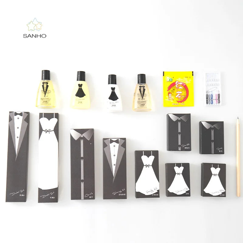 Sanhao Hotel Disposable Cotton Toiletries Full Set of Small Head Dental Slippers Six in One Set Custom High-end White