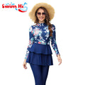 Long Sleeve Modest Swimwear for Plus Size Women Islamic Burkini Muslim Bathing Suit Swimwear with Modesty