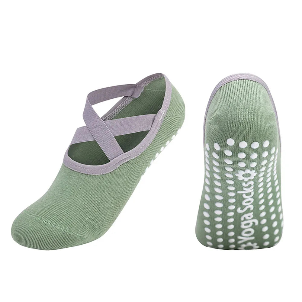 Professional Women's Knitted Non-Slip Cross Straps Backless Yoga Socks for Pilates Dance & Fitness Sports for Spring Season