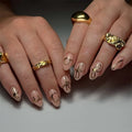 Dropshipping customize wholesale 24 Pcs 3791 3D Gold Glitter Bow Short Almond Nails Press on Nails Artificial Fingernails