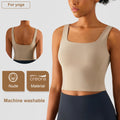 CNSHELL Fixed Pads Hot Sexy U-shaped Neck Wide Straps Nude Sense Yoga Bra Machine Wash Fitness Sports Bra Vest for Women
