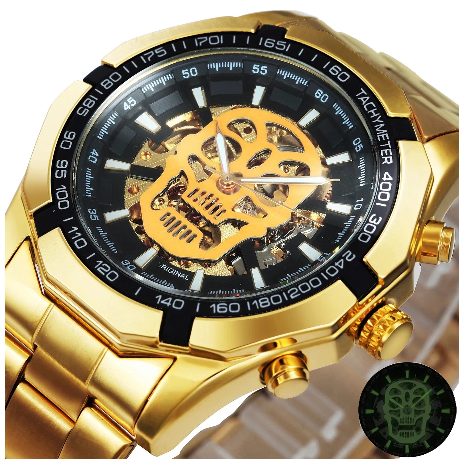 WINNER 274 Top Brand 2022 Luxury Men Watch Skeleton Dial Luminous Skull Design Winner Automatic Mechanical Watch  Mechanical