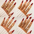 30pcs/set Trendy Crystal Butterfly Heart Geometric Finger Rings Set for Women Jewelry Set Gold Plated Pearl Midi Knuckle Rings