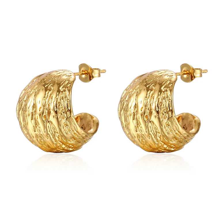 Nabest Tarnish Free Thick Chunky Earrings Jewelry PVD Stainless Steel Cc Stud Earrings Pea Women Earrings