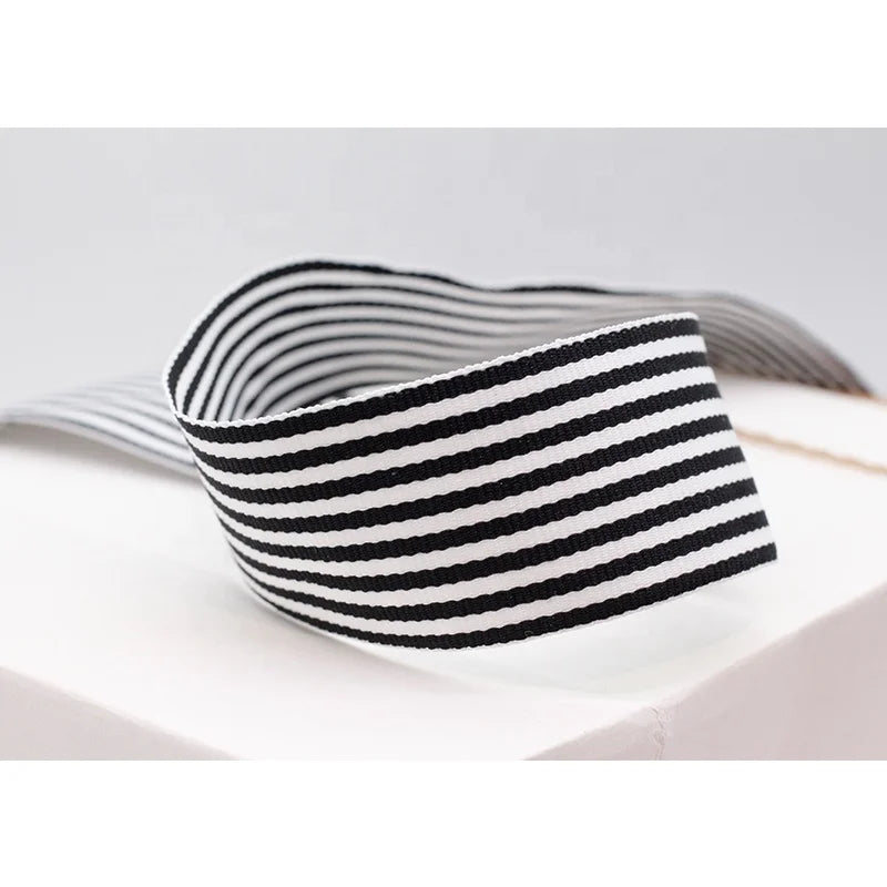 E-Magic Custom Stripe Ribbon 100% Polyester Double Faced Box Packing Gift Ribbon Promotions Offered by Supplier
