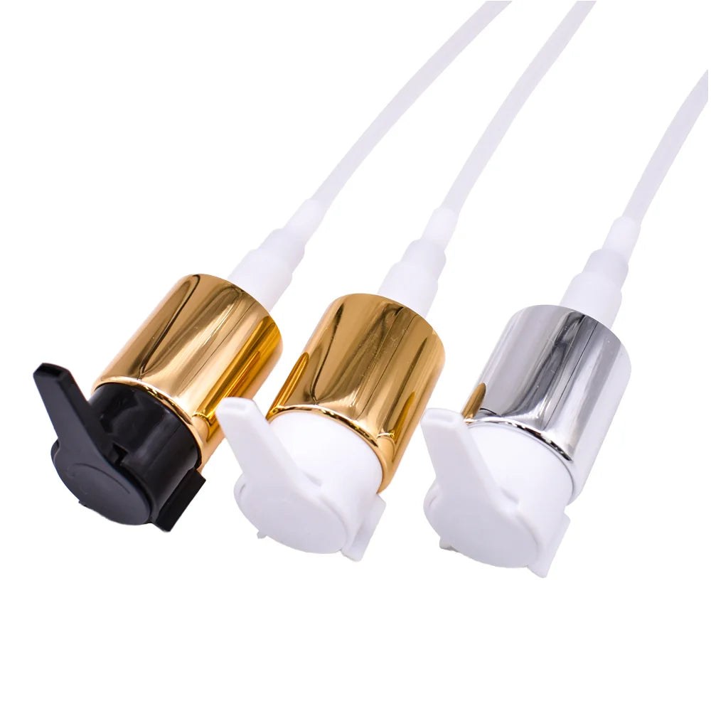 24/410 mm Gold Silver Plastic Pump Head Cap with Metal Collar Bottle Lids & Closures