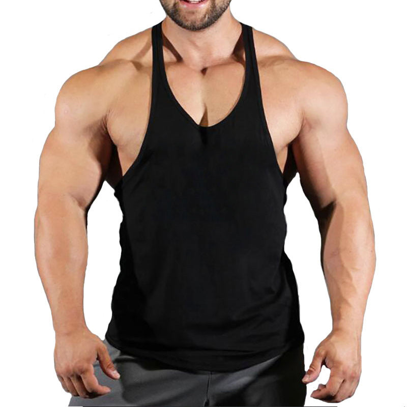 Men's Sleeveless Fitness Workout Vest Crop Muscle Tank Top Wholesale Gym Singlets Breathable Knitted Weaving