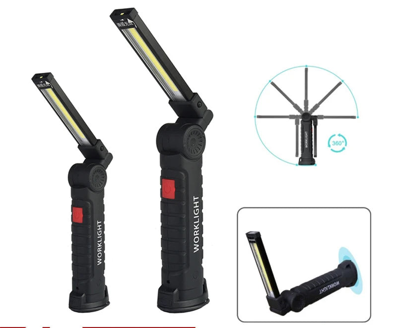 Richall Magnetic LED Flashlight USB Rechargeable 3 Modes Torch COB Hanging Hook Lamp Work Inspection Light With USB Cabl