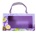Custom logo Printing Big Window Paper Box for Bath Oil Bottle Set Body Lotion Shampoo Packaging with Ribbon Handles