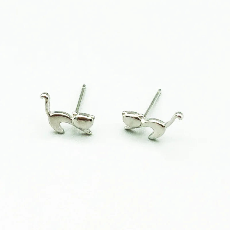 FY-ED1058 925 Sterling Silver Cat Stud Earrings for Women Wedding Earrings Jewelry