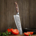 HEZHEN New Granton Edge Chef Knife Custom Damascus Steel Durable Micarta Handle Sharp Kitchen Knives