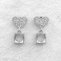 Sterling Silver 5mm/6mm Semi Mount Stud Earrings Empty Support Blank Setting S925 Base Holder Without Center Stone for DIY Inlay