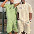 Summer 2023 New Mens 2 Piece Track Suit Sets Sports Loose Short Sleeved Shirt Custom Logo Joggers Shorts Set for Men