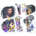 Fashion Black Girl Heat Transfer Sticker on Clothes Wearing a Wreath Iron on Transfer for Clothing Dtf Transfers Ready to Press