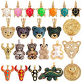 Leopard Lion Bear Crocodile Cow Head Charm Pendant18K Gold Animal Necklace Bracelet for Handmade Jewelry Accessories Supply M62