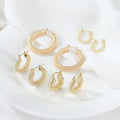 High Fashion Womens Jewellery Chunky 14K Gold Textured Hoop Earrings for Women Girls