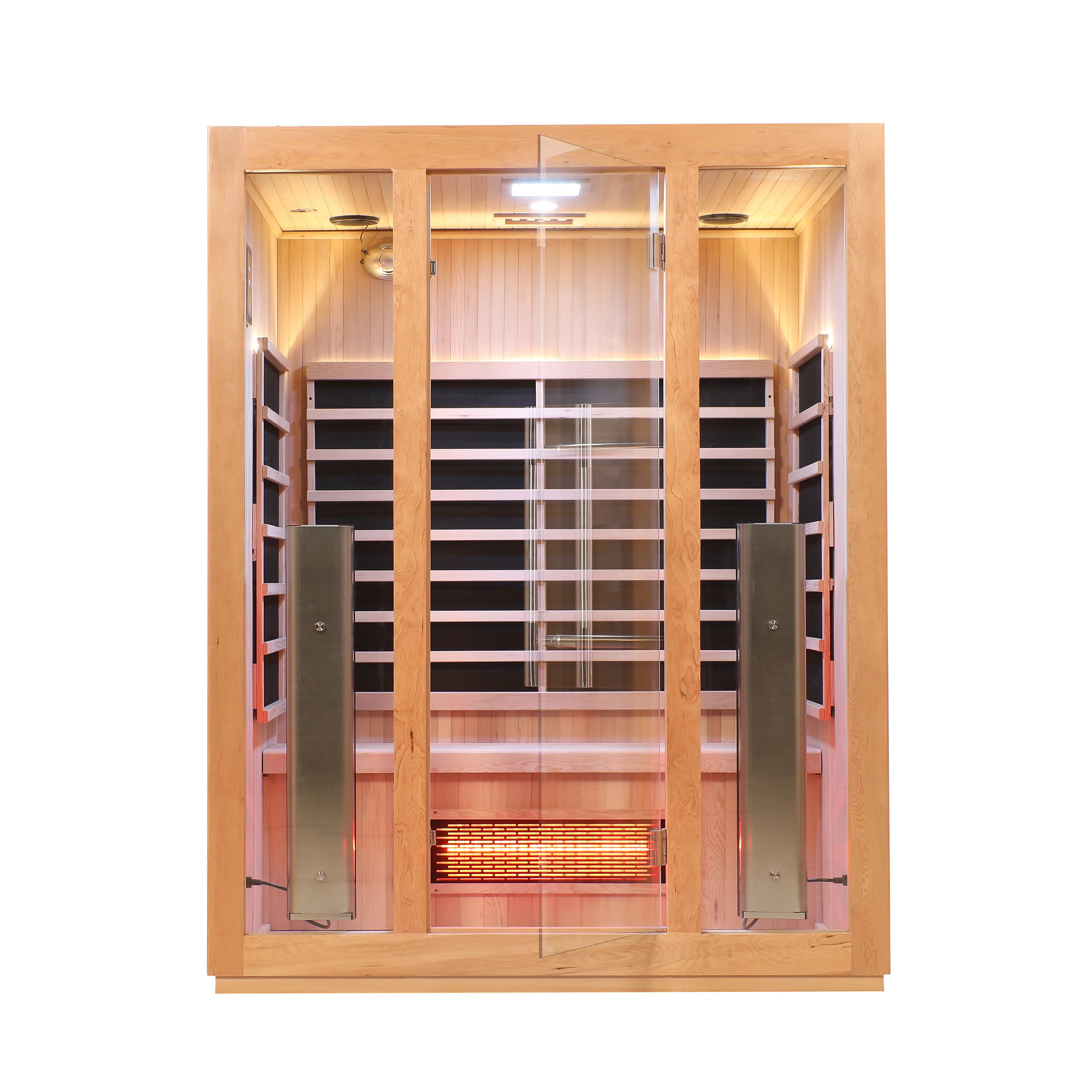 Wifi Controlled Additional Heating Solid Wood Far Infrared Dry Indoor 3 Person Infrared Sauna Rooms