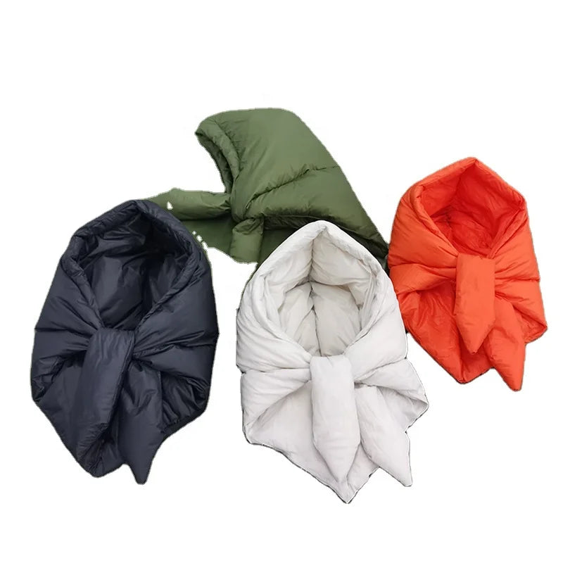 Wholesale Outdoor Waterproof Women Nylon Fabric Duck Filler 700 Fill Power Neck Scarf Hat Cap Windproof Hood Hiking Camping