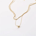 Lucky Girl Stainless Steel Ball Chain and Ball Pendant Layered Necklace Set