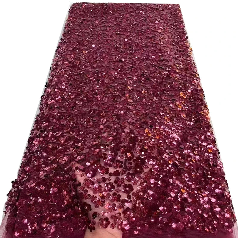 Heavy Work Glitter Mesh Beaded Lace with Sequins for Party Dress