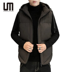 Liu Ming Custom Logo Printed Winter Men s Clothing Sleeveless Hooded Coats Plus Size Cotton Warm Waistcoat