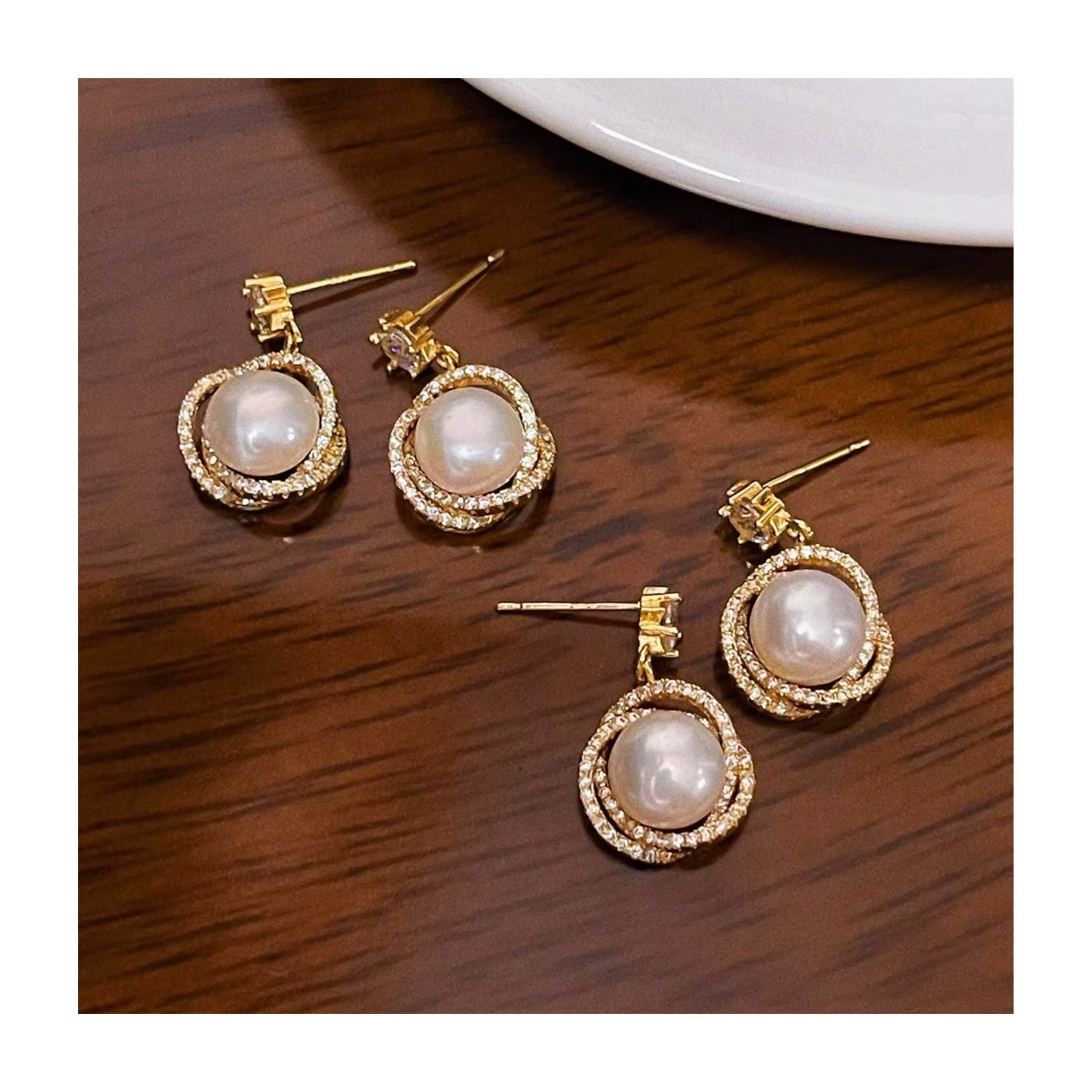 Vintage Tassel Natural Freshwater Pearl Earrings for Women 2024 Niche Design Zircon Bird's Nest