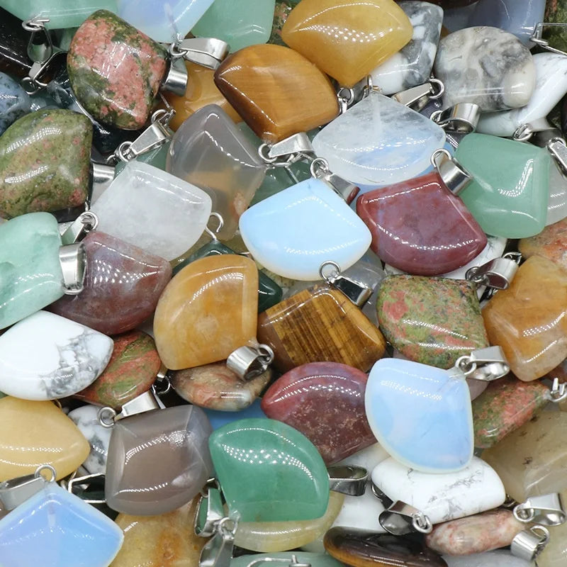 Fashion 22mm Geometric Circular Sector Shape Pendant Natural Crystal Gemstone Pendant for DIY Bracfelet Necklace Jewelry