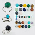 Natural Semi-precious Tiger's Eye Stainless Steel Ring Opening Adjustable Ring for Women Men
