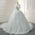 Jancember RSM67131 Off Shoulder Full Sleeve Sequin Beading Luxury Wedding Dress Ball Gown