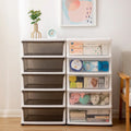 Transparent Plastic 5-Layer Dresser Storage Cabinet with Drawers for Living Room Organization of Clothes Toys Books