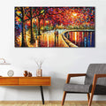 Diathou Hand-Painted Oil on Canvas Modern Abstract Art Romantic Couple Strolling in the Park Living Room Wall Decoration