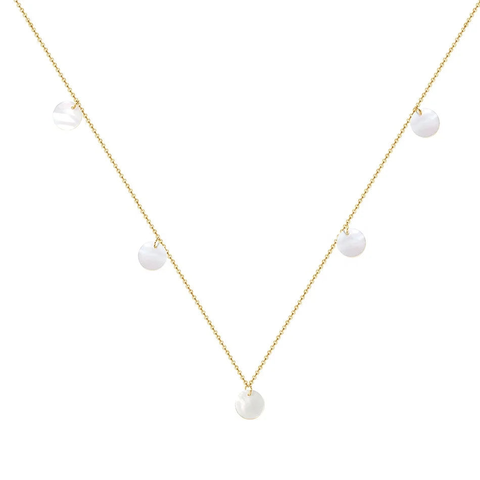 Nagosa New Jewelry 925 Sterling Silver 18k 14k Gold Vermeil Disc Shell Pearl Ladies Necklaces