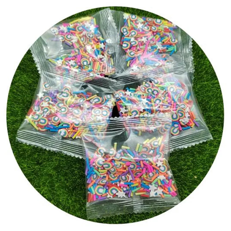 Holiday Rainbow Star Slice Polymer Clay DIY Candy Mixed Sprinkles Filler for Slime 10g/20g