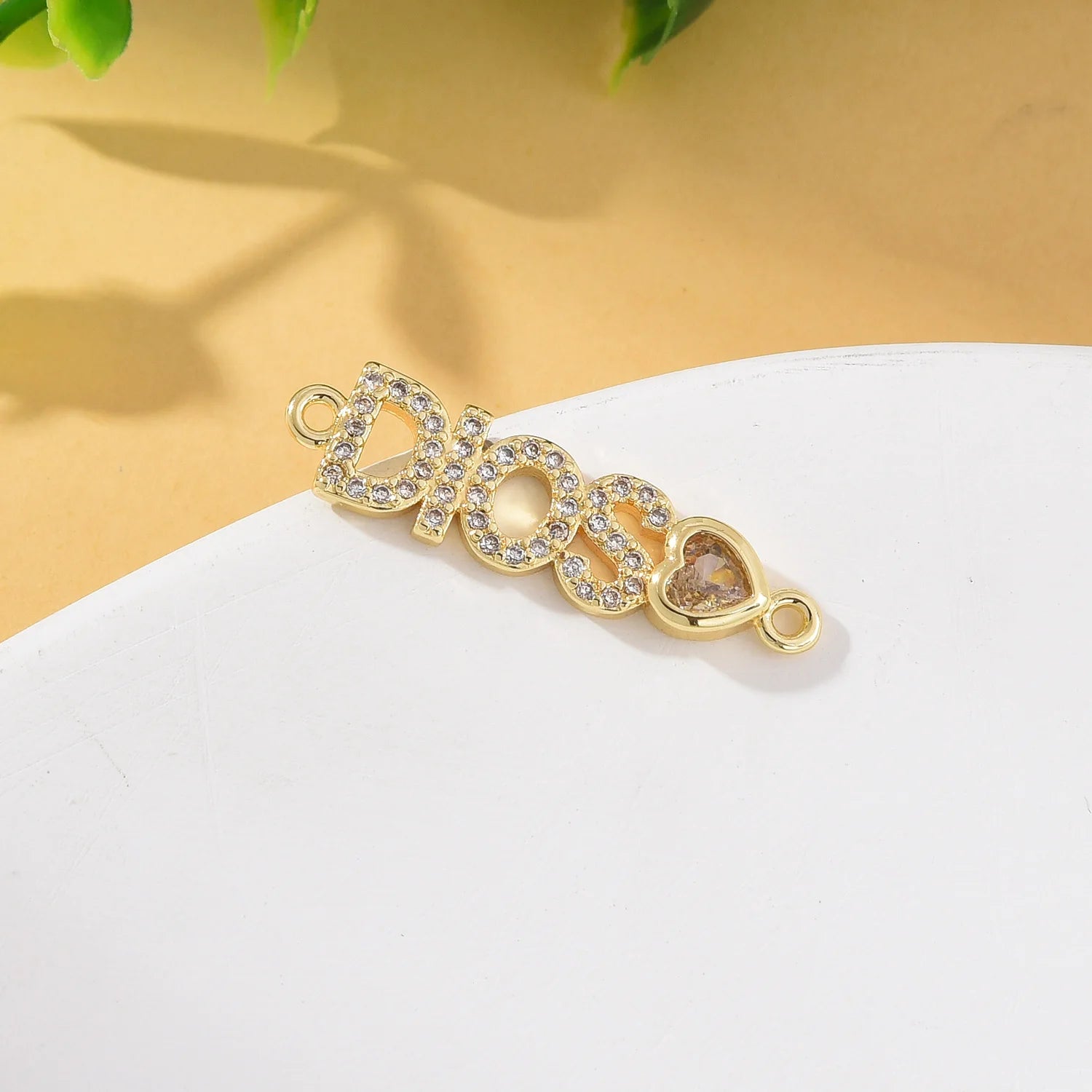 China Factory Rack Plating Brass Cubic Zirconia DIOS Links Connector Charms 26x6.6x2.5mm 18K Gold Filled  Connector