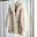 Custom Long Sleeves Fashion Women Fluffy Fur Jacket Winter Real Fox Fur Coat for Ladies
