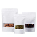 Multiple Sizes White Stand up Pouch Ziplock Kraft Paper Bags With Window