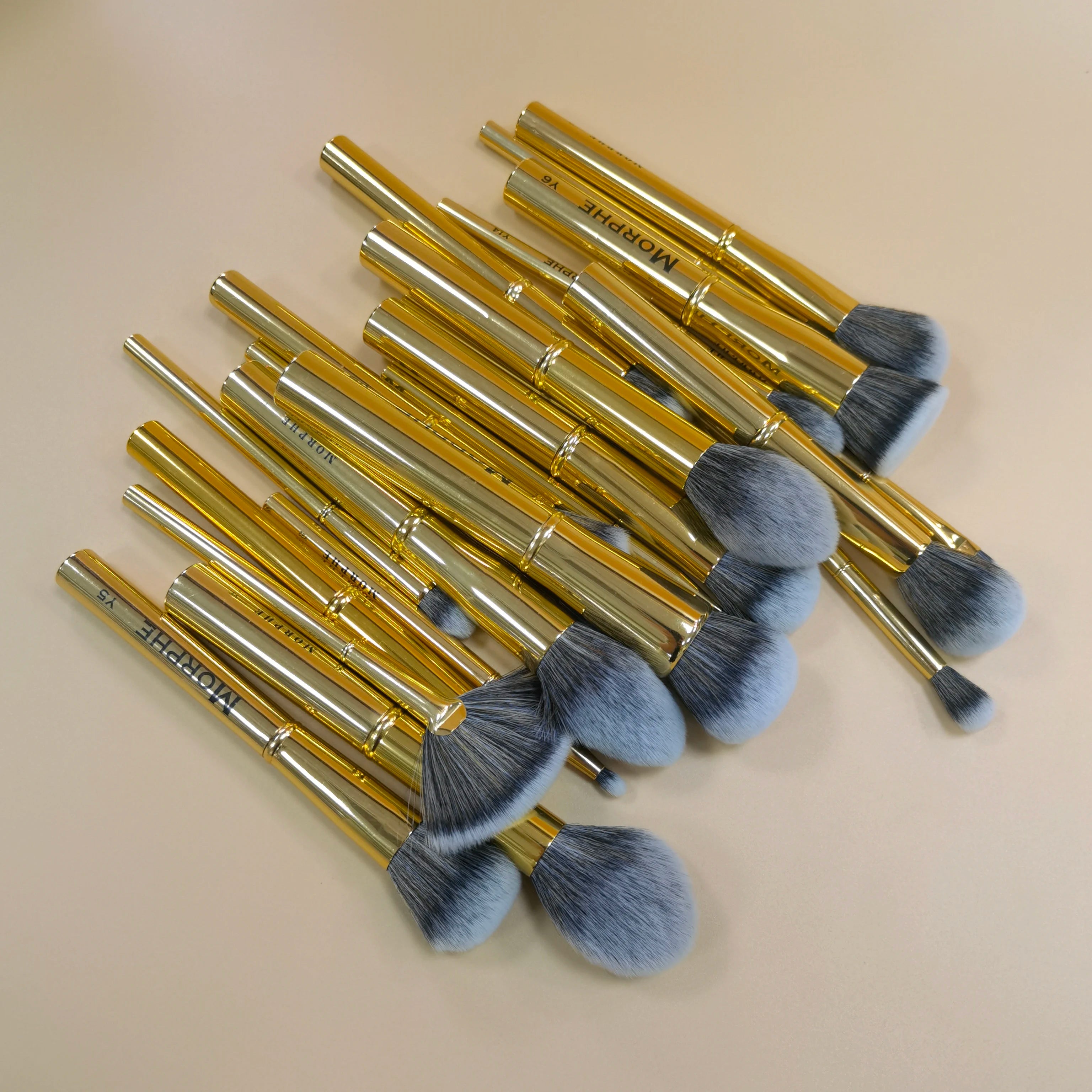 YRX 15PCS Morph Y Collection Gloss Gold Entirely Aluminum Nylon Hair  Brocha De Maquillajel Professional Makeup Brush Set