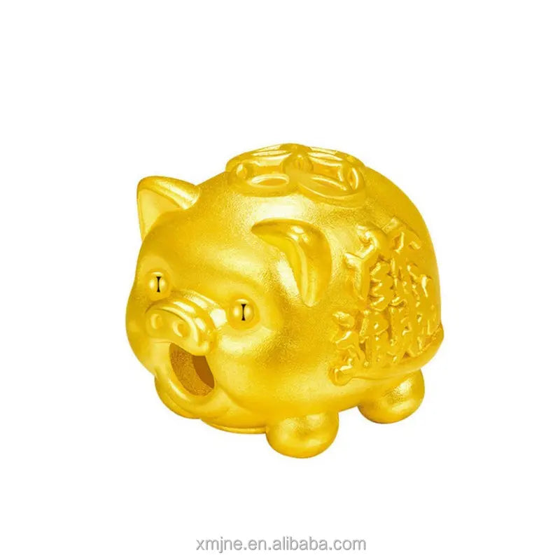 Gold PlatedBracelet to Attract Wealth and Treasure  Pig Bracelet Female 3D Hard Gold Plated Transfer Beads Garnet